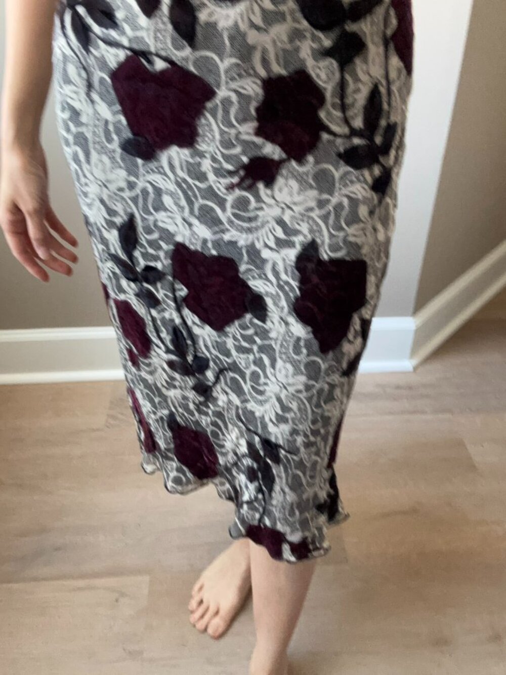 Vintage Midi Velvet Red Rose Dress - Picture 2 of 6